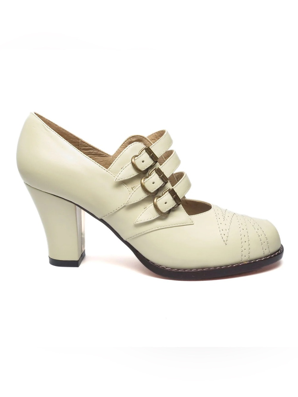 Remix Vintage Shoes Aviator- Triple-Strap Mary Jane Heels